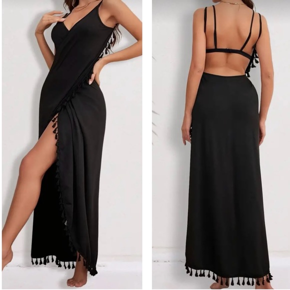 Black Swim Suit Cover Up Dress - Picture 2 of 5